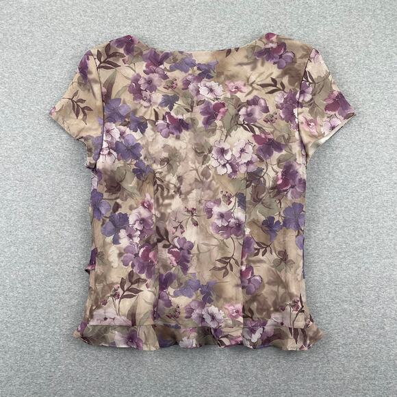 90s VTG Fairy Grunge 2-pc Floral Maxi Skirt Set 8P Purple Whimsigoth Ruffle Trim - Picture 7 of 16